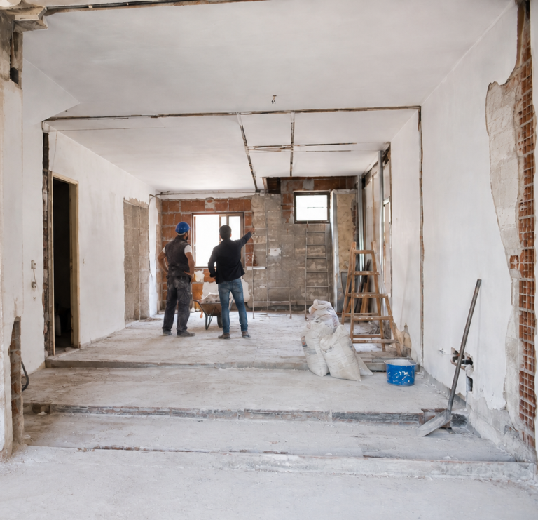 Supervisión de trabajos durante la ejecución de una reforma de vivienda